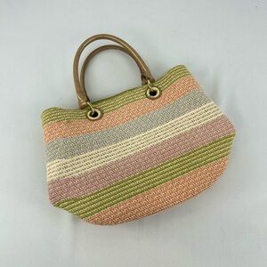 Vintage Pastel Colorful Striped Woven Handbag